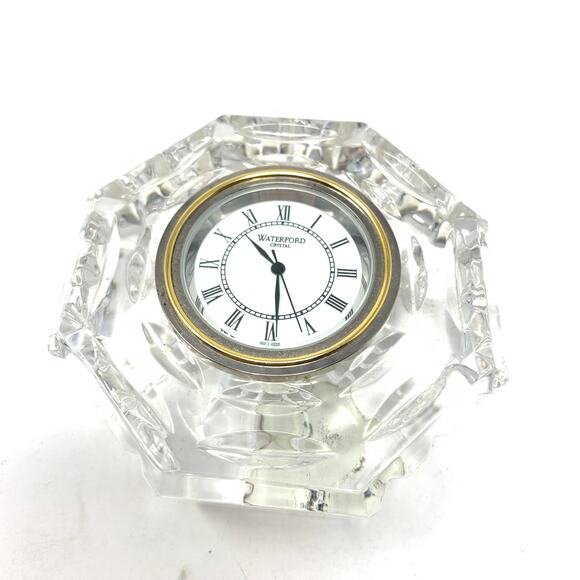 Waterford Crystal Desk Clock Octagonal Gold Ton Trimmed *NEEDS NEW BATTERY - Picture 1 of 3
